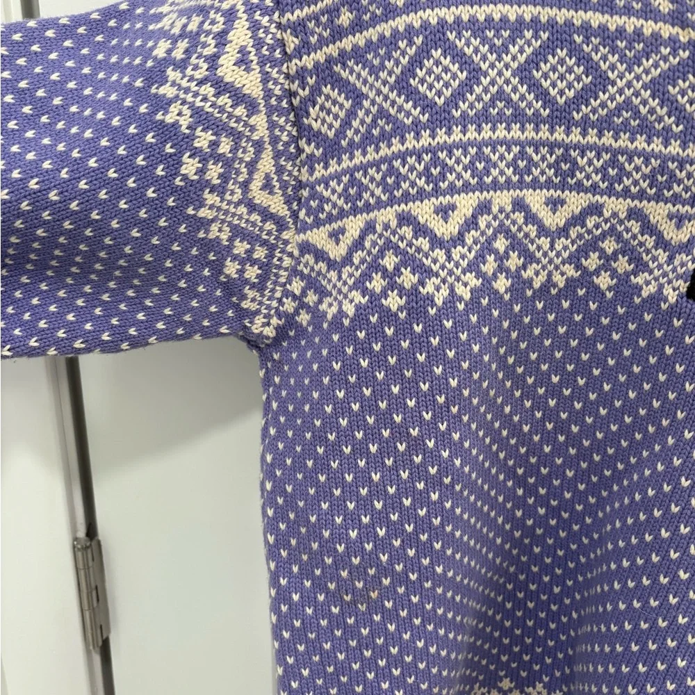 LL Bean Vintage Cotton Fair Isle Knit Sweater Size Large - Picture 4 of 12